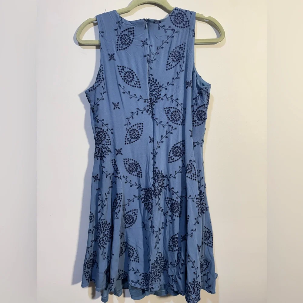 ECI Blue Sleeveless Crew Neck Sundress Fits like Sz 8 - Picture 2 of 4